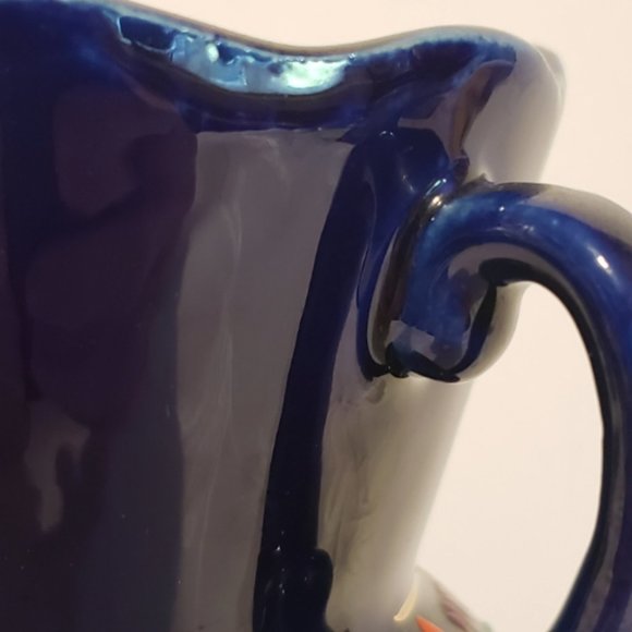 Vintage Cobalt Blue Hand Painted Double Handled Vase Japan - Picture 7 of 7